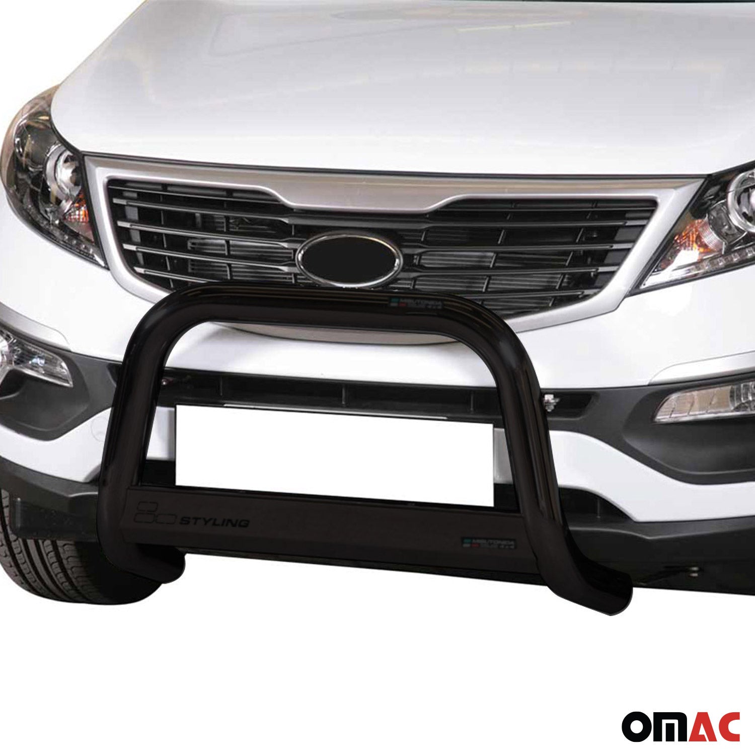 Bull Barra Frontal para Kia Sportage 2010-2015 Negro Brillante Acero