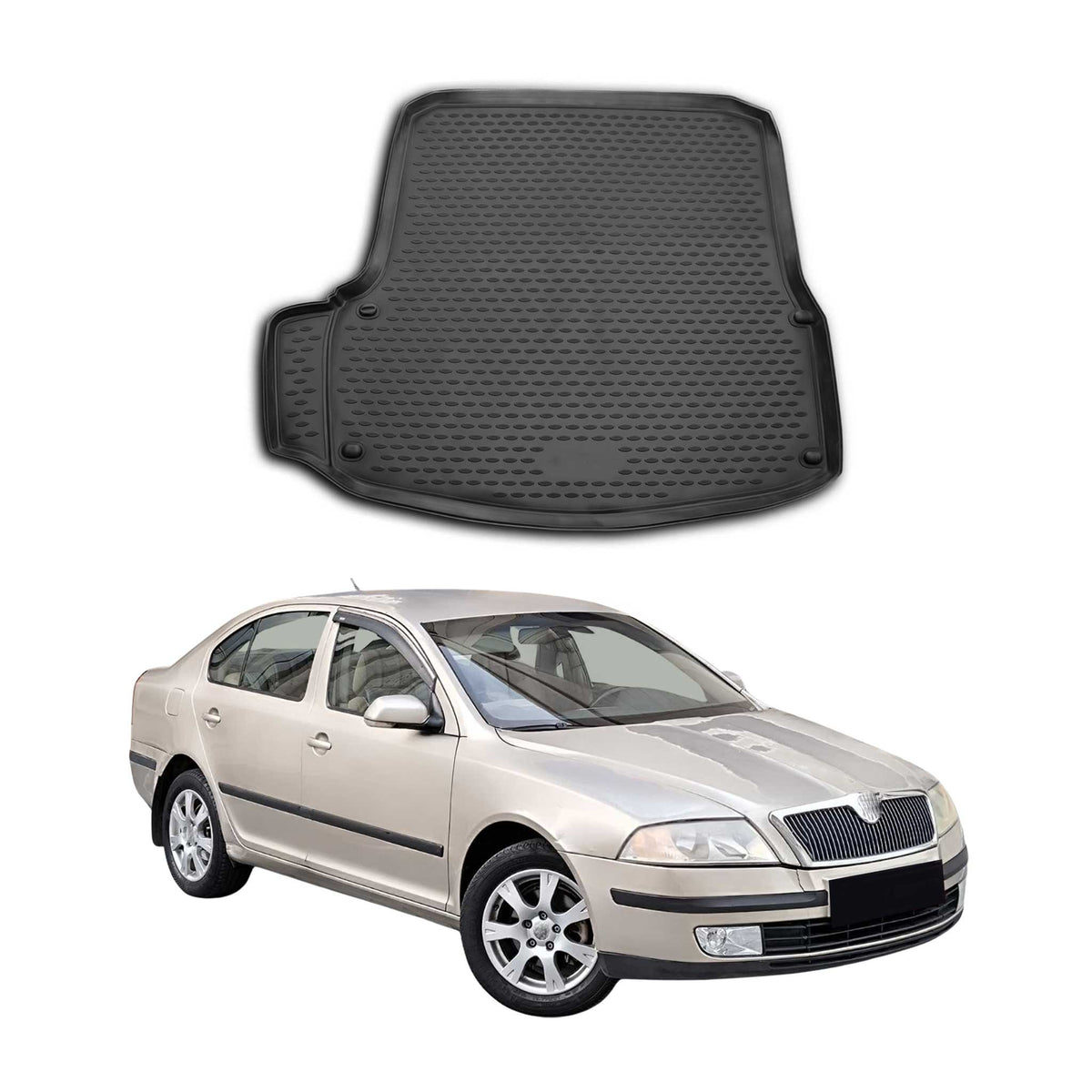 OMAC Bandeja Maletero Alfombrilla para Skoda Octavia 2004-2013 Negro Goma TPE
