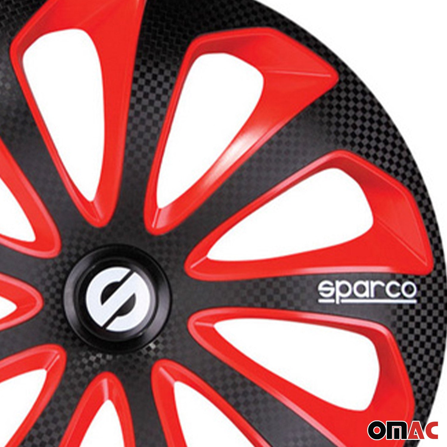 Sparco Tapacubos 14 Pulgadas Universal Negro Rojo Carbono ABS Plástico