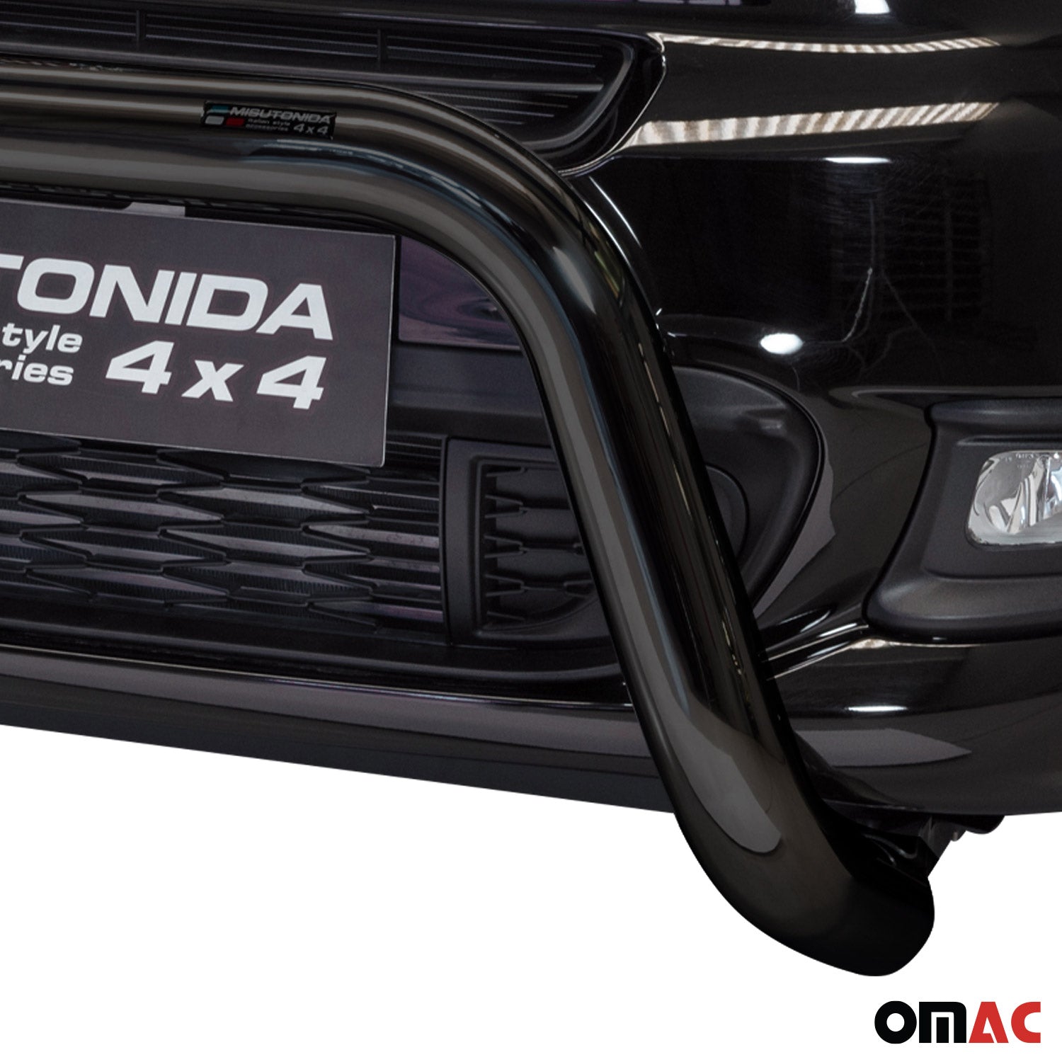 Bull Barra Frontal para Fiat 500X 2014-2018 Negro Brillante Acero