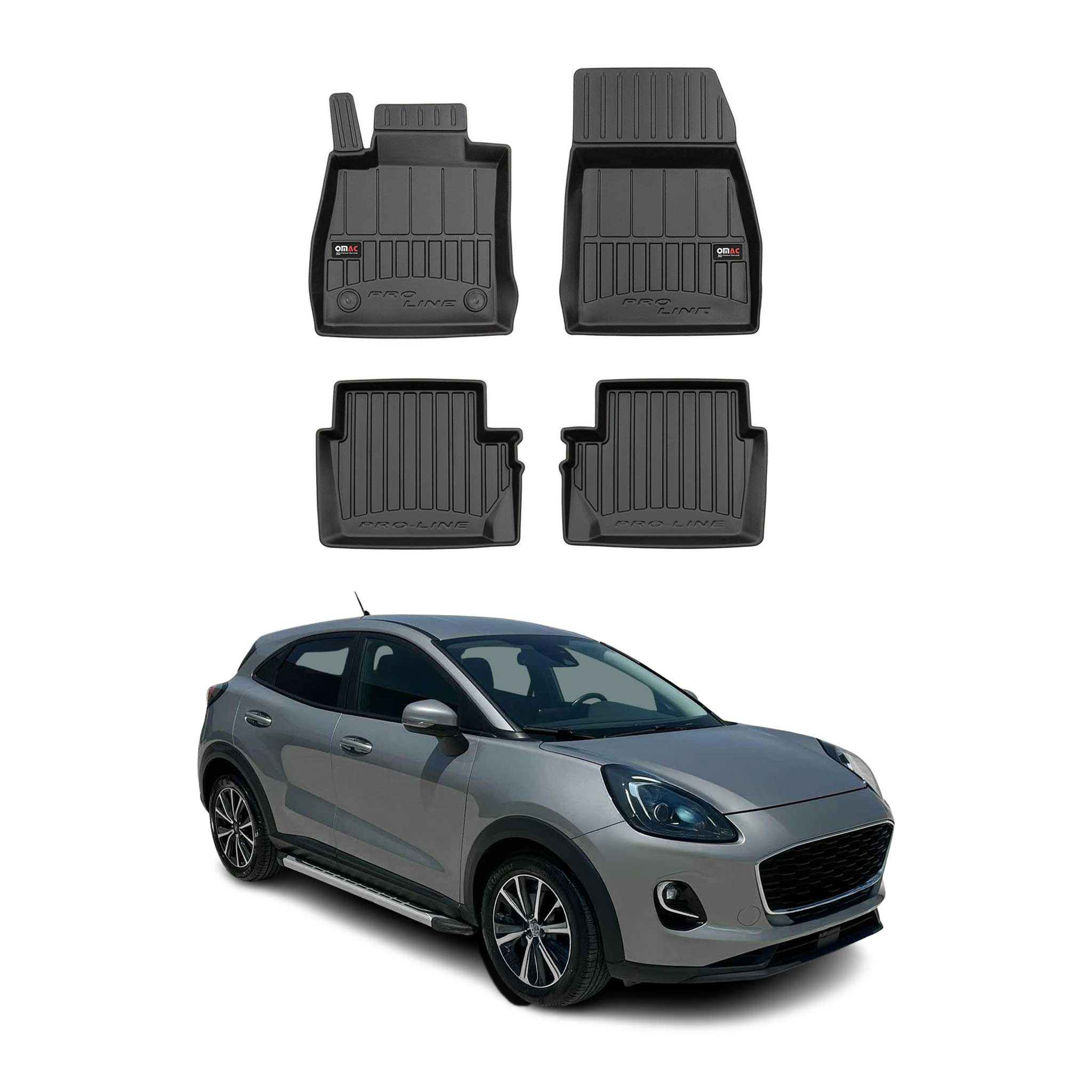 OMAC Premium Alfombrillas De Coche para Ford Puma 2019-2025 Negro TPE Goma 4Pza