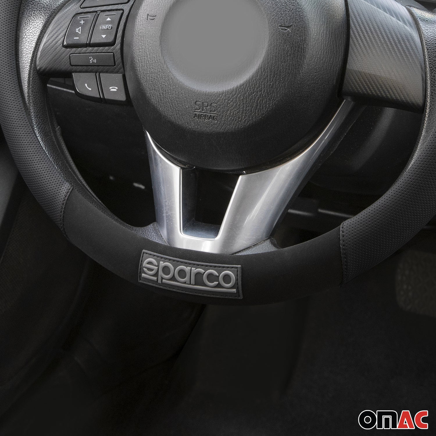Sparco Cubierta de Para Volante de Automóvil Universal Negro Goma
