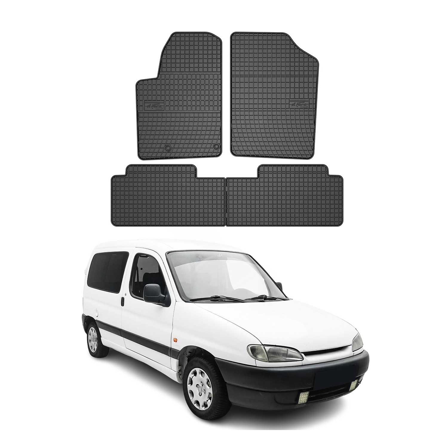 OMAC Alfombrillas De Coche para Peugeot Partner 1996-2009 Negro Goma TPE 4Pza