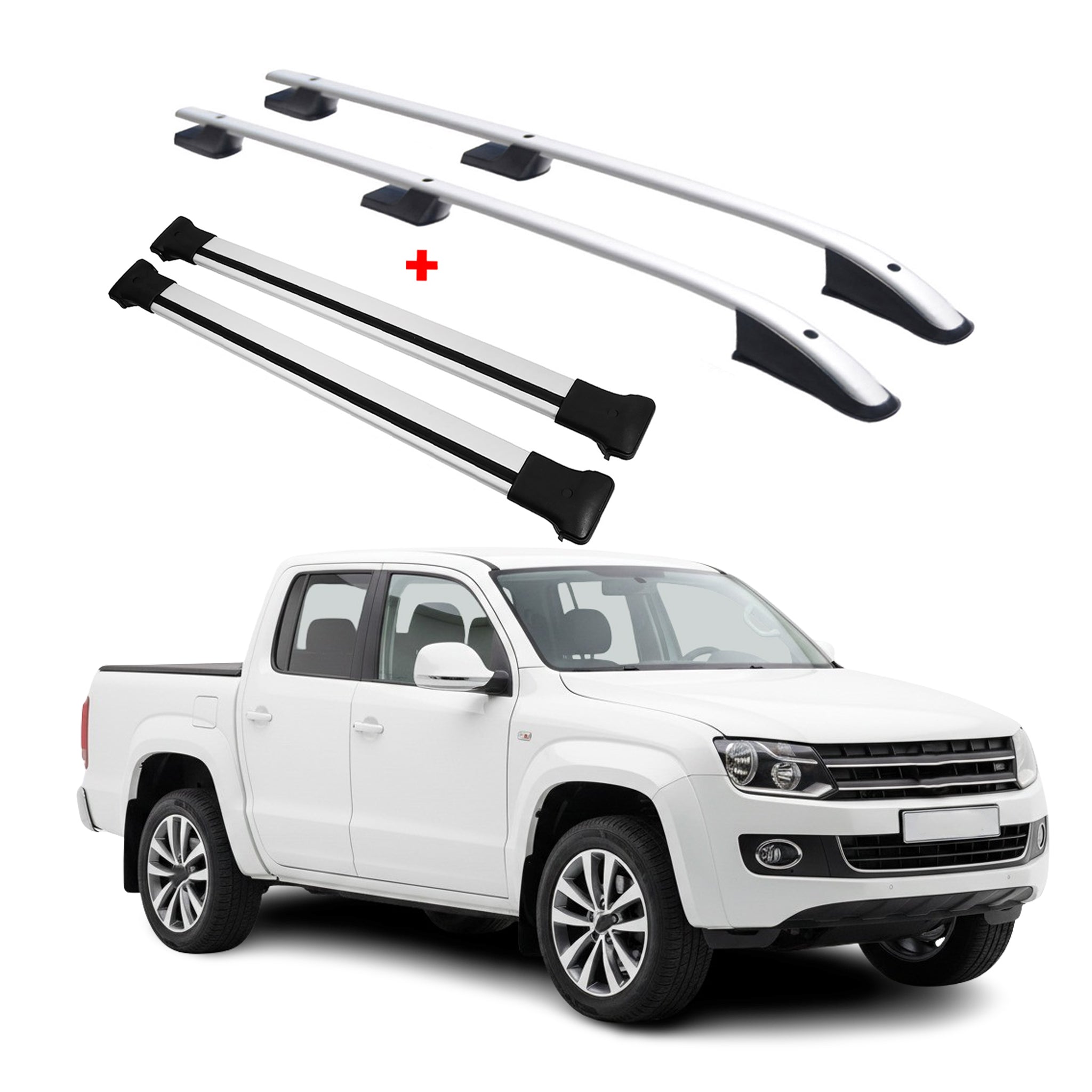 Rieles & Barras de Techo Coche para VW Amarok 2010-2025 Gris Aluminio 4Pza