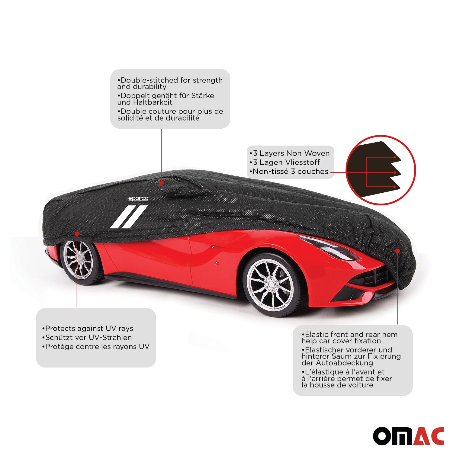 Sparco Fundas para coche Universal Negro M 457*145*117cm