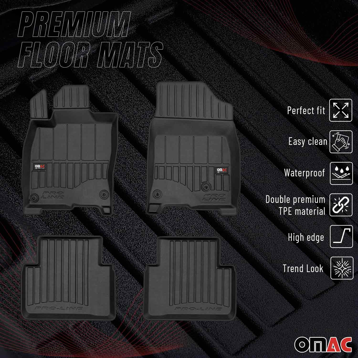 OMAC Premium Alfombrillas De Coche para Honda Civic X 2017-2021 TPE Goma 4x