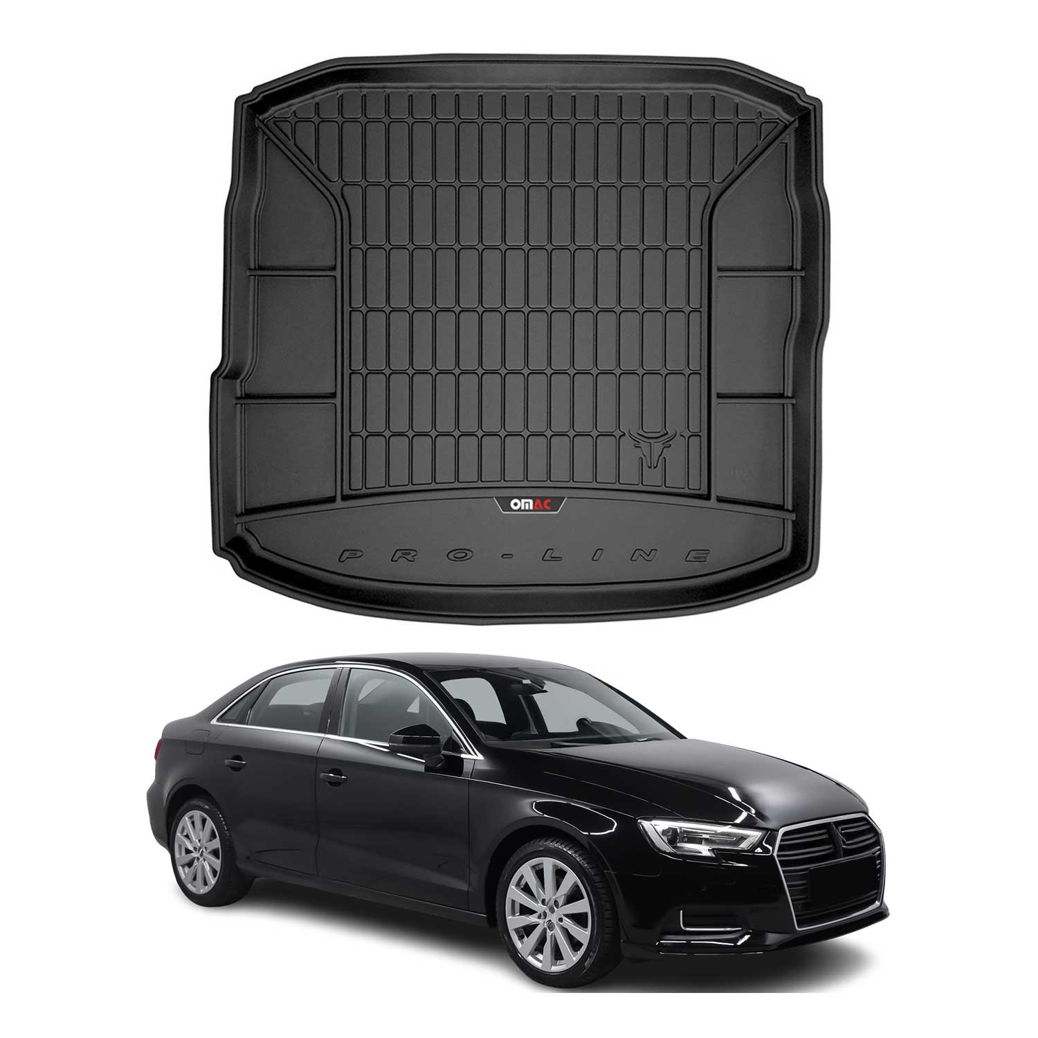 OMAC Bandeja Maletero Alfombrilla para Audi A3 8V Sédan 2013-2020 Negro TPE