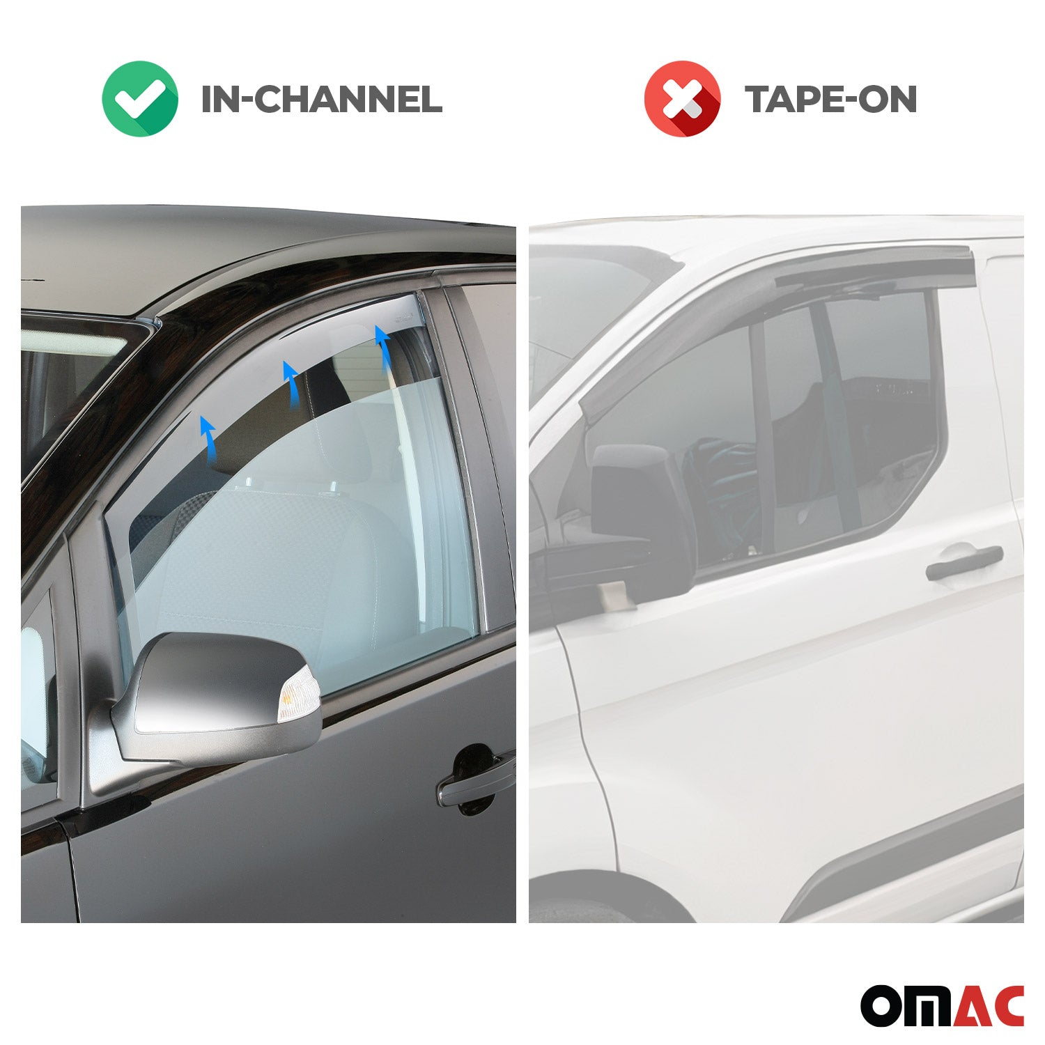 Deflectores de Aire de Viento para Ford Transit 2015-2026 Oscuro Acrílico 2Pza