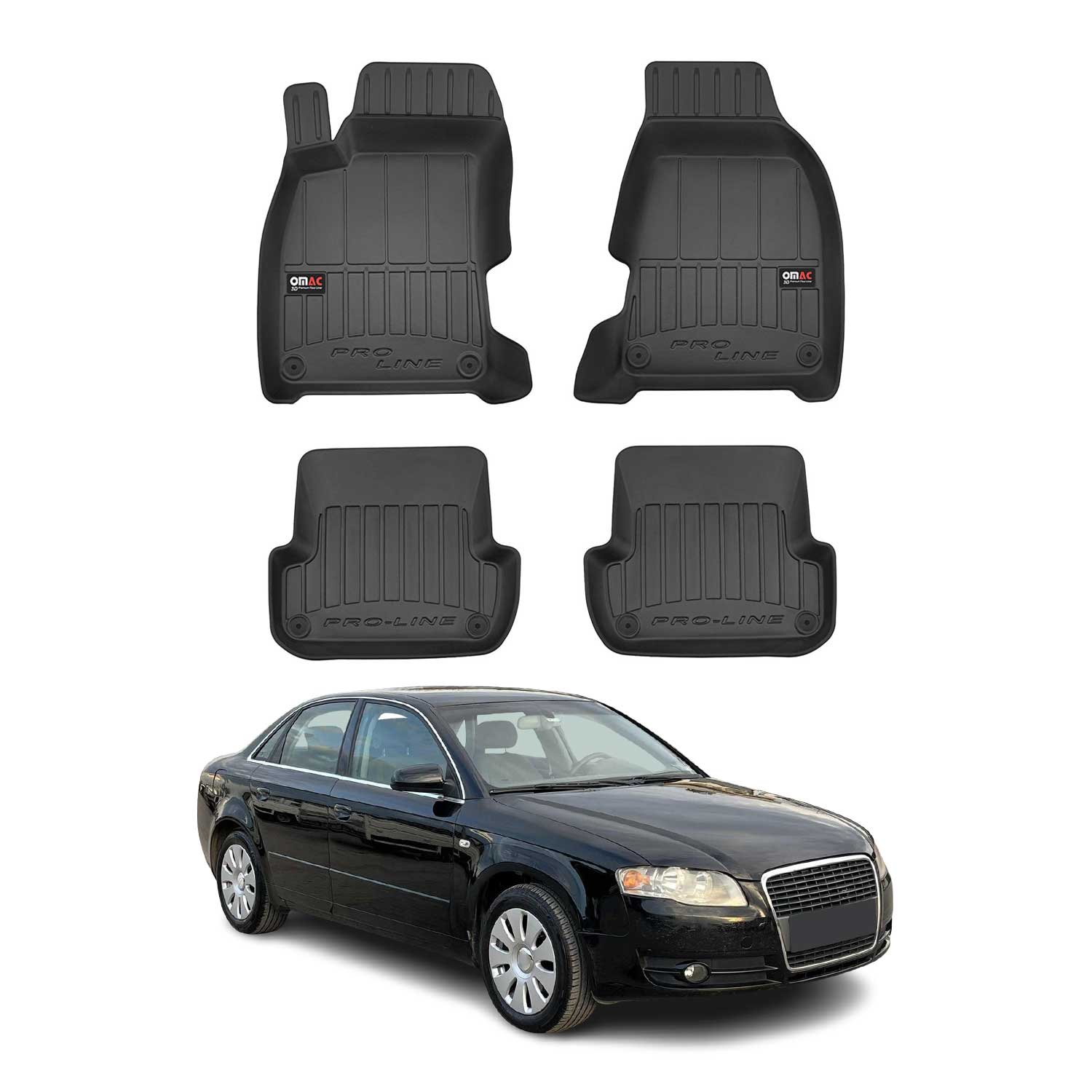 OMAC Premium Alfombrillas Coche para Audi A4 B7 Sedán Familiar 2004-2008 TPE 4x