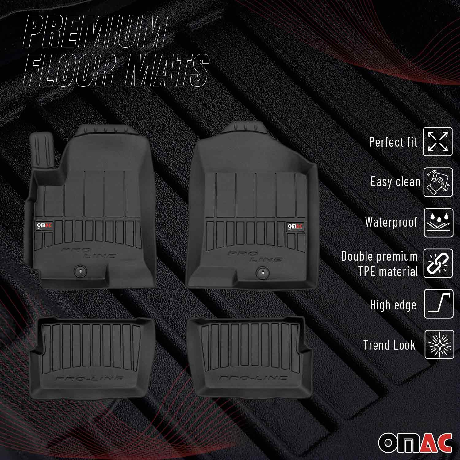 OMAC Premium Alfombrillas De Coche para Kia Soul 2009-2013 Negro TPE Goma 4Pza