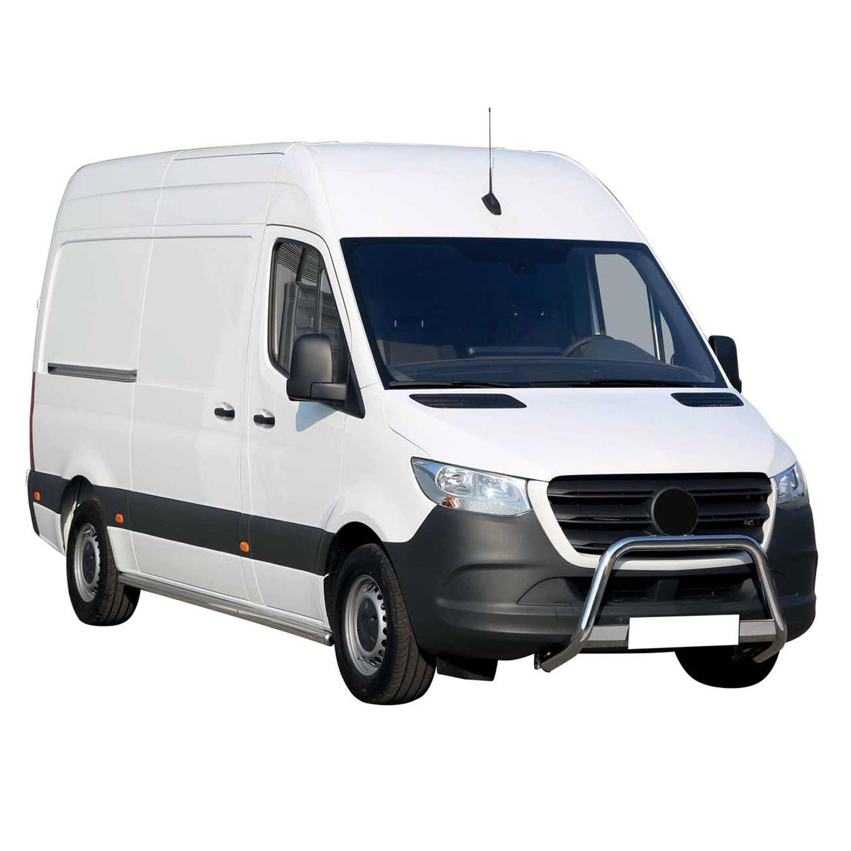 Bull Barra Frontal para Mercedes Sprinter 2018-2025 Plata Brillante Acero 1Pza