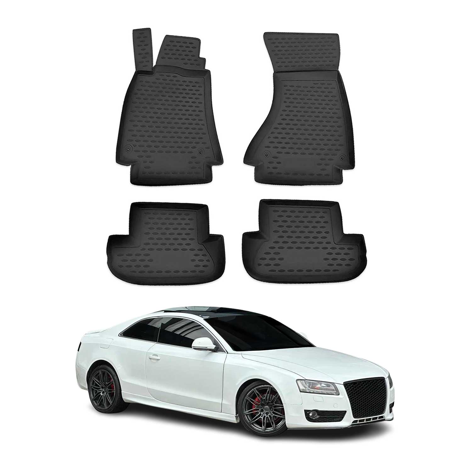 OMAC Alfombrillas De Coche para Audi A5 8T Cupé Cabrio 2007-2017 Negro TPE 4Pza