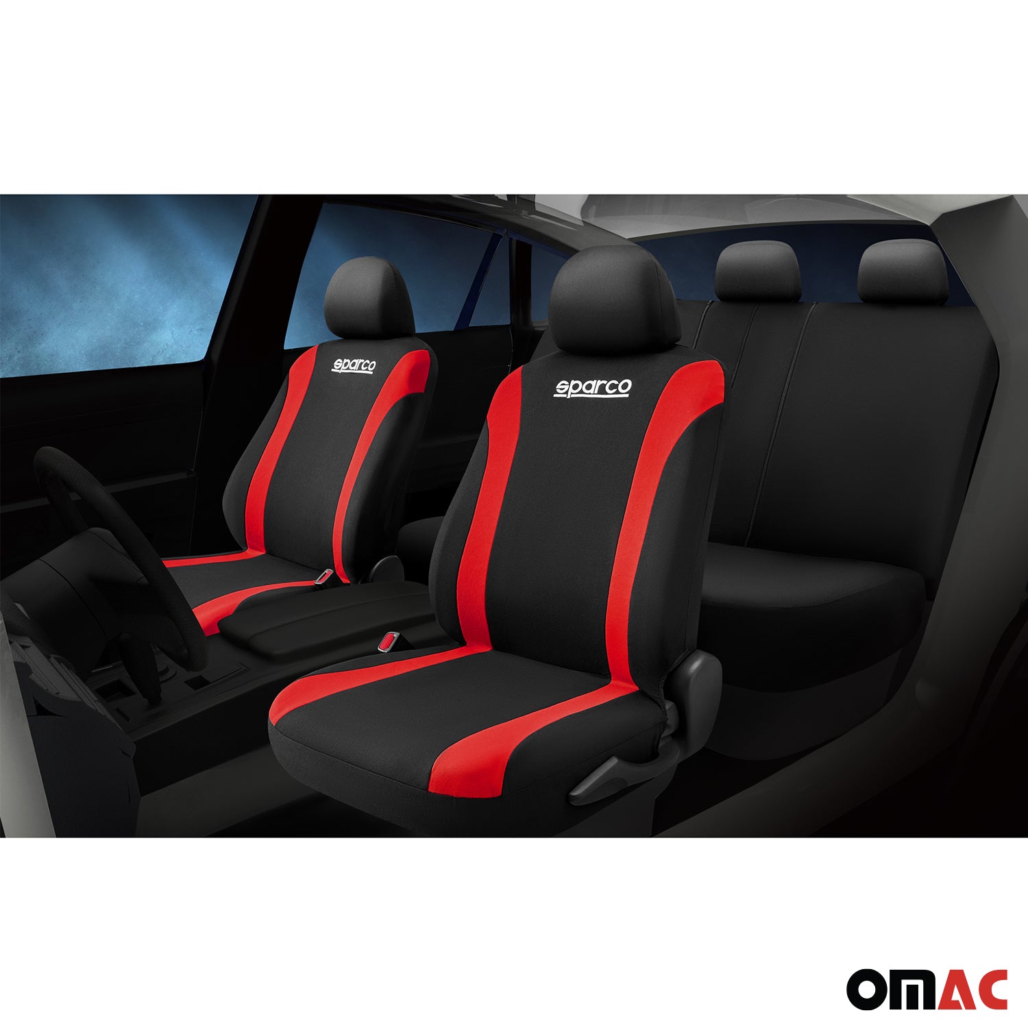 Sparco Funda de Asiento Universal Negro Rojo 9Pza Poliéster