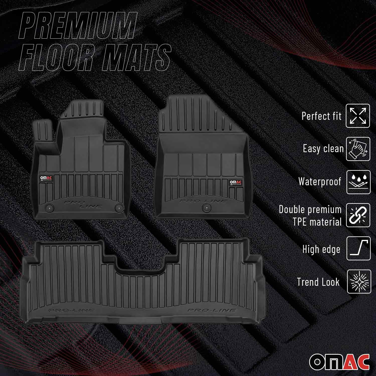 OMAC Premium Alfombrillas De Coche para Kia Sorento 2015-2020 Negro TPE Goma 3x