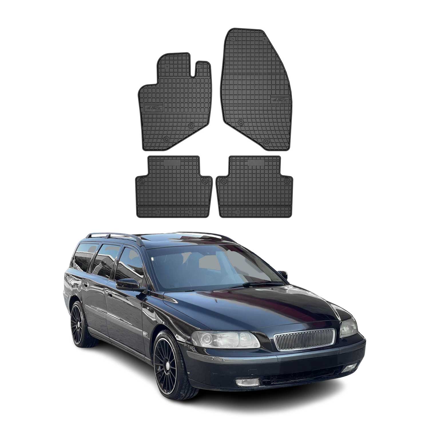 OMAC Alfombrillas De Coche para Volvo V70 2000-2007 Negro Goma 4Pza