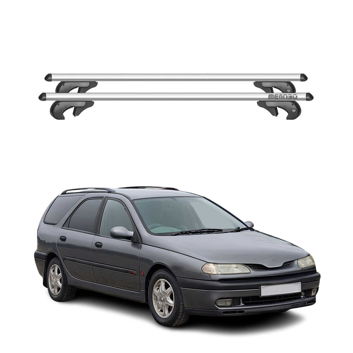 Menabo Barras de Techo Baca para Renault Laguna Familiar 1996-2001 Gris Alu 2Pza