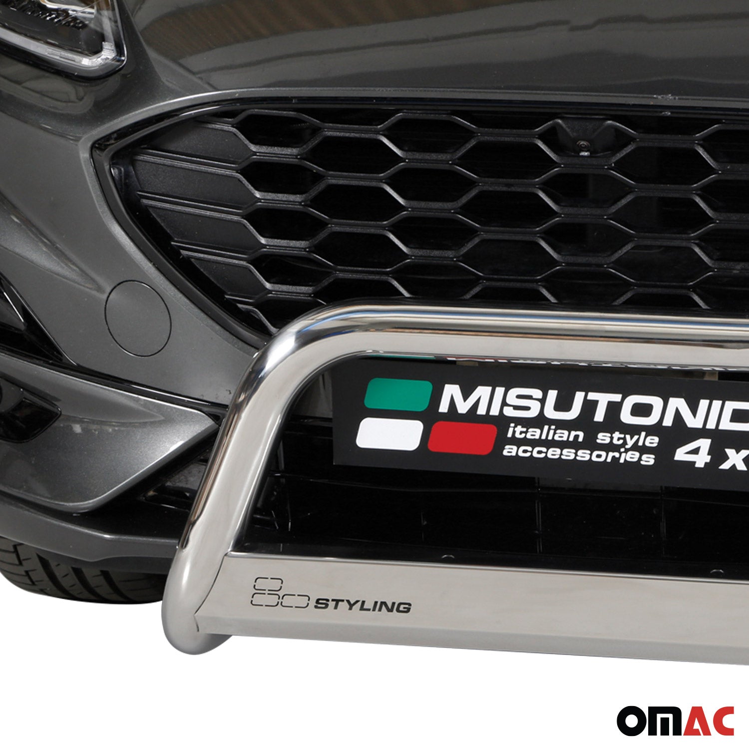 Bull Barra Frontal para Ford Kuga 2020-2025 Plata Brillante Acero 1Pza