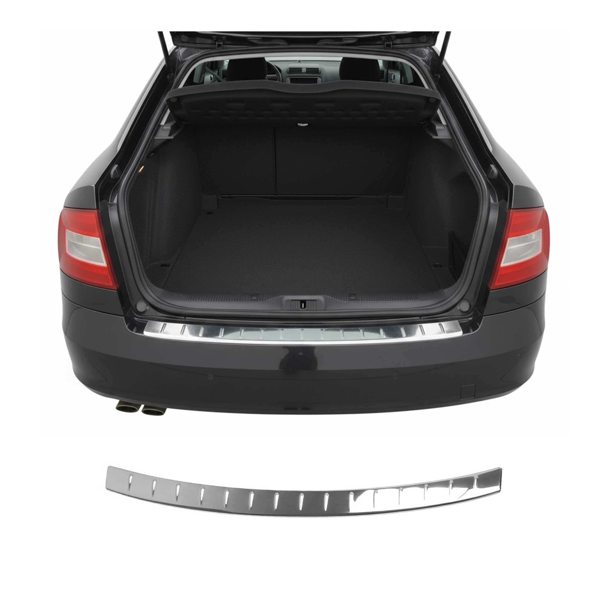 Protector Parachoques para Skoda Combi 2009-2013 Plata Brillante Acero