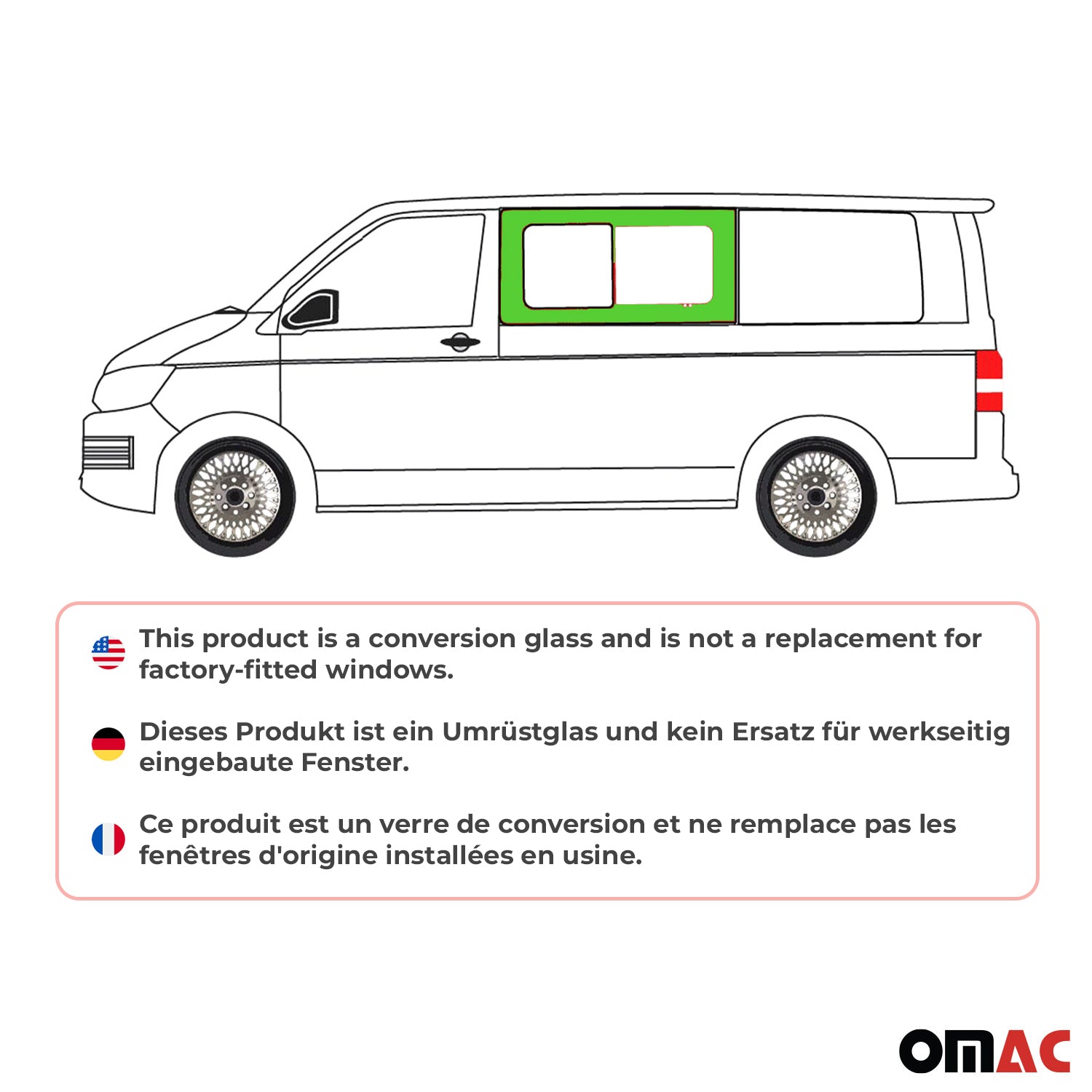 Ventana de Deslizante Lateral Izquierda para VW T5 2003-2015 Izquierda L1 L2