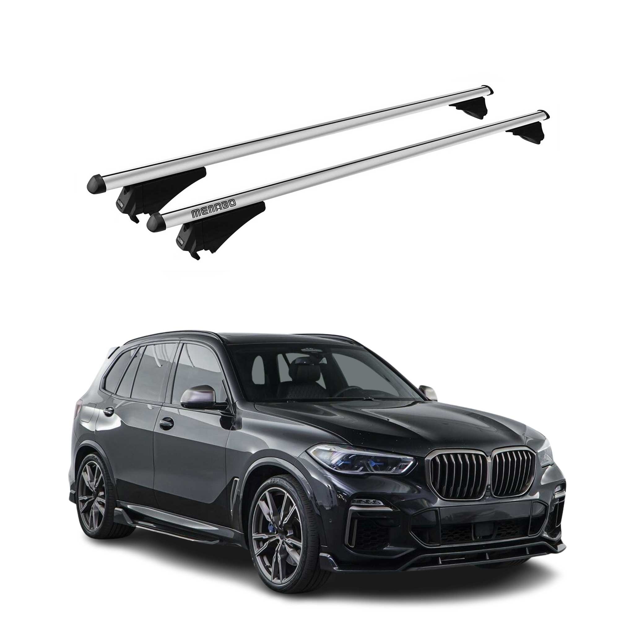 Menabo Barras de Techo Coche Baca para BMW X5 G05 2019-2025 Gris Aluminio 2Pza