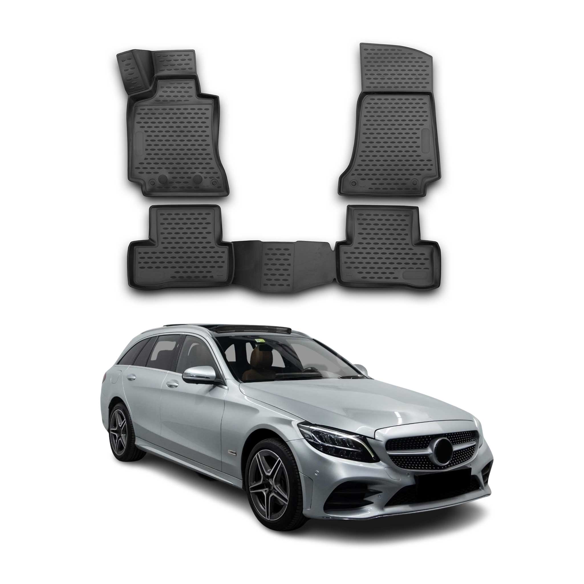 OMAC Alfombrillas De Coche para Mercedes C Class S205 Wagon 2014-2020 TPE 4x
