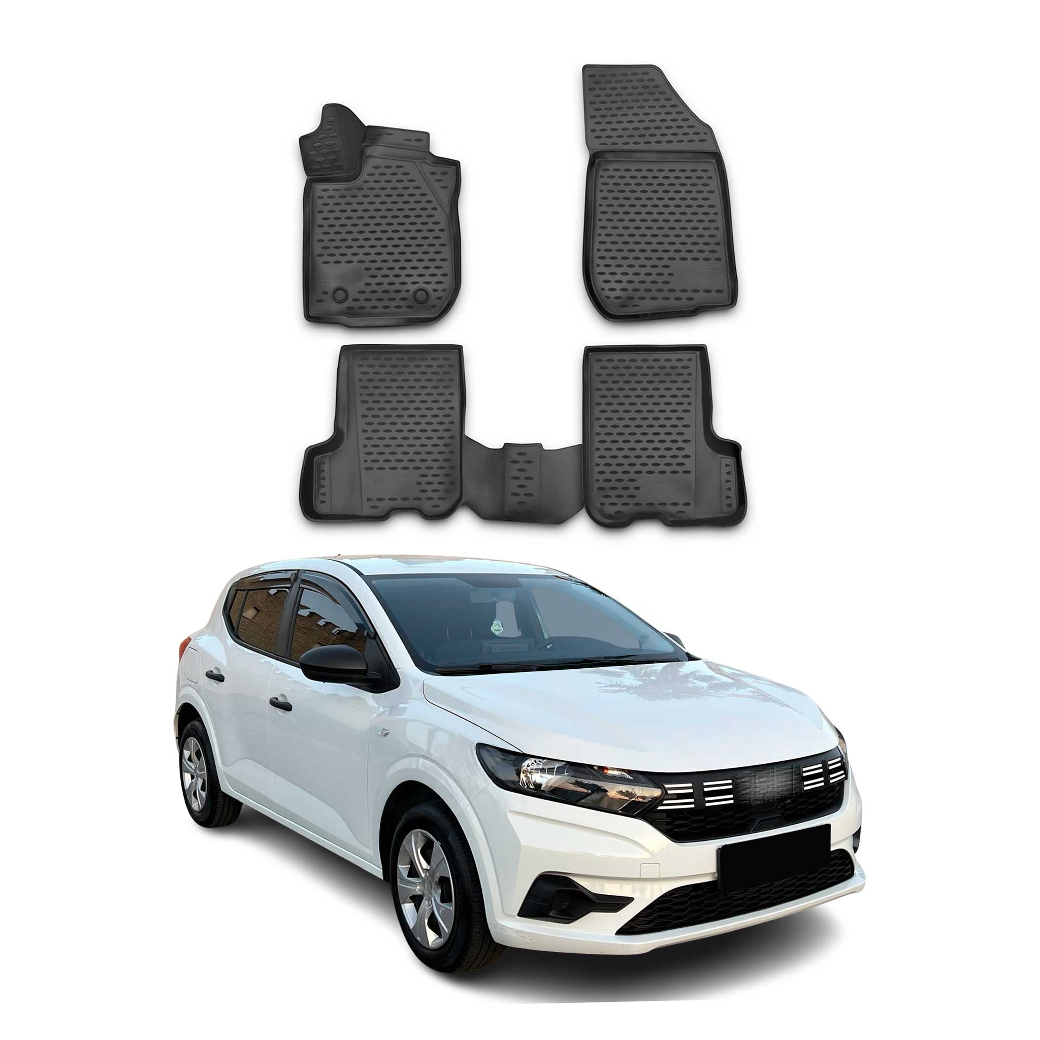 OMAC Alfombrillas De Coche para Dacia Sandero 2012-2020 Negro Goma TPE 4Pza