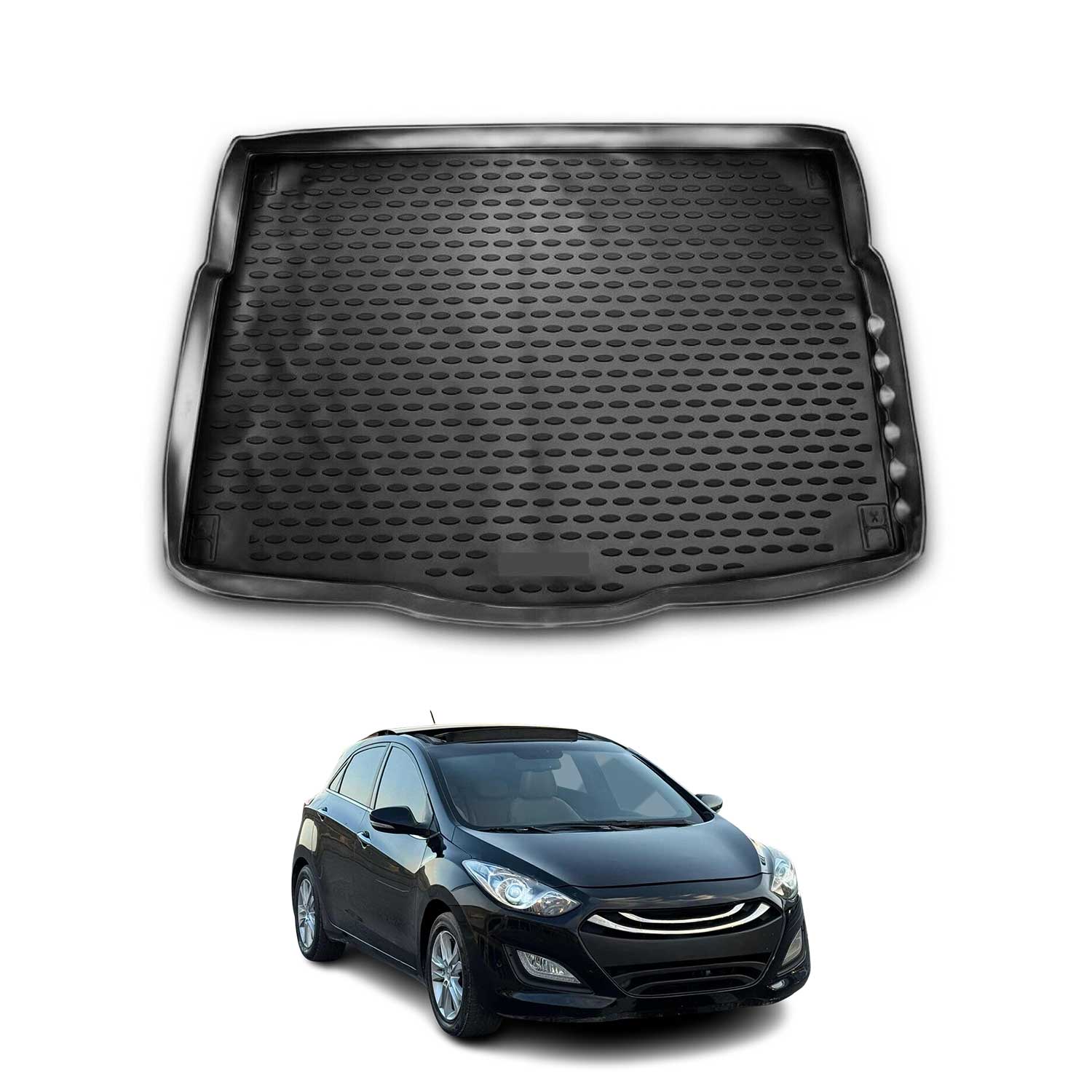 OMAC Bandeja Maletero Alfombrilla para Hyundai i30 2012-2017 Hatchback Negro TPE