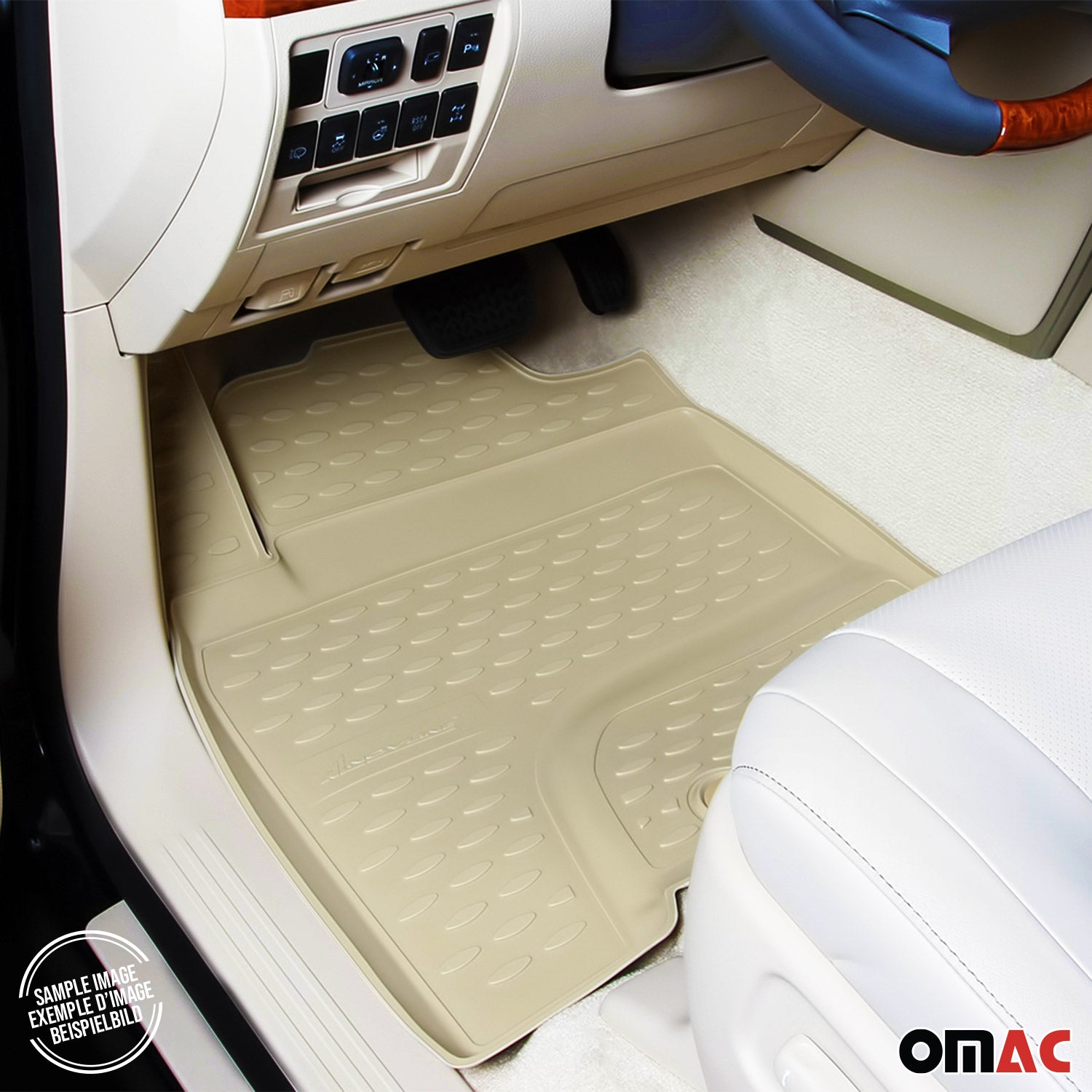 OMAC Alfombrillas De Coche para Mercedes C Class W205 2014-2021 Beige TPE 4Pza