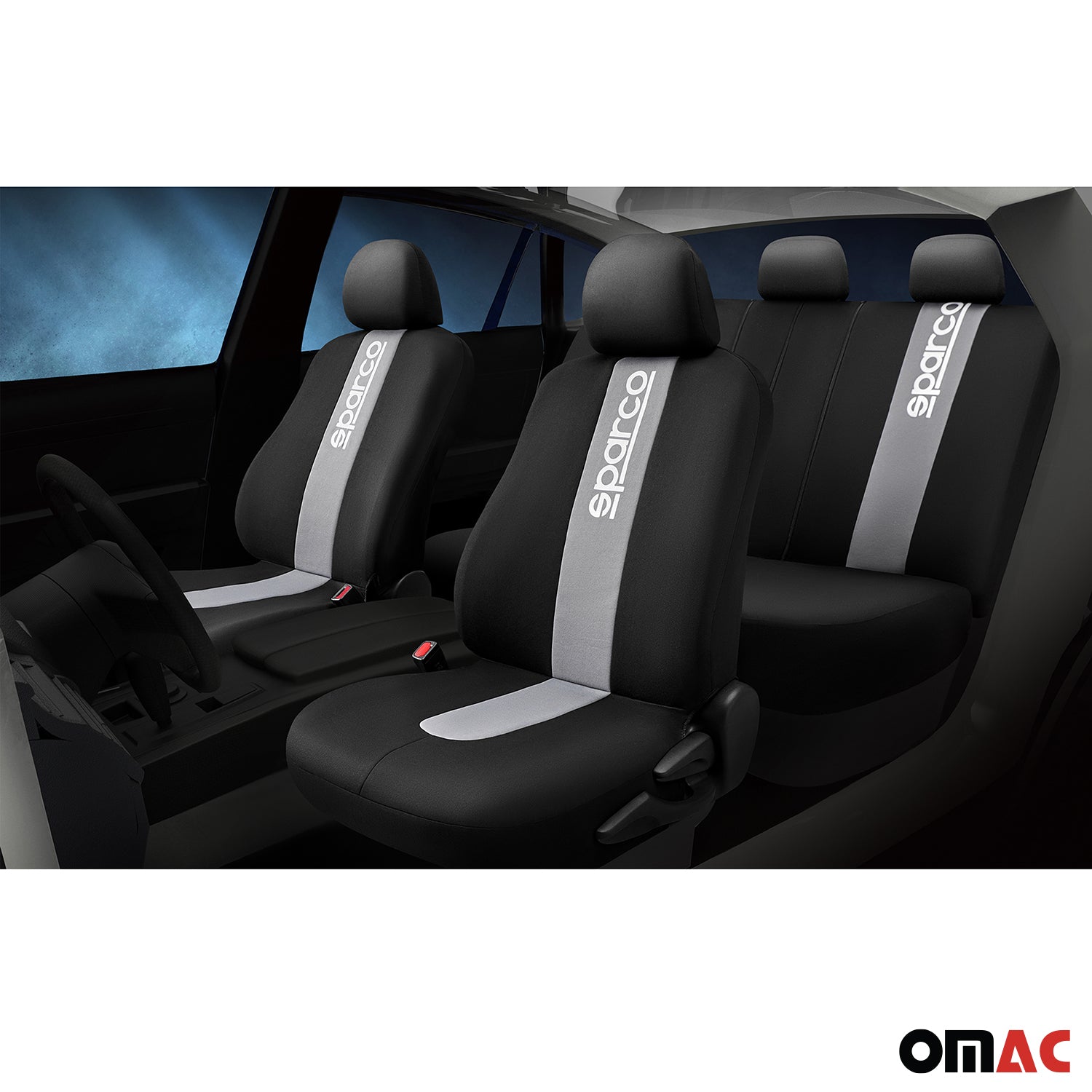 Sparco Funda de Asiento Universal Gris Negro Delantero Trasero