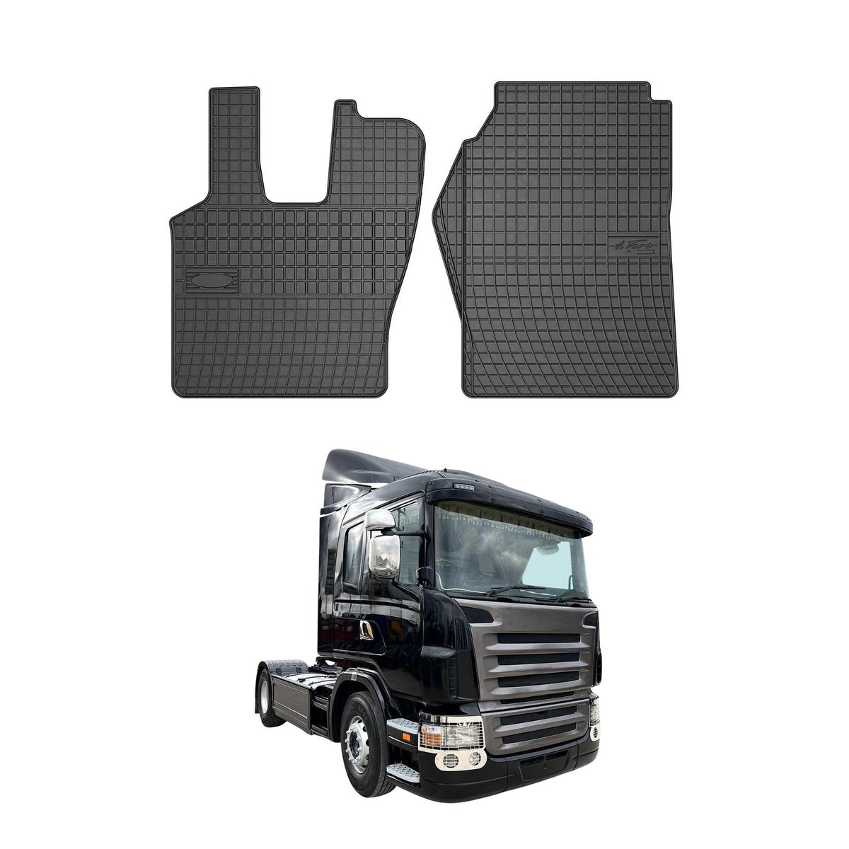 OMAC Alfombrillas De Coche para Scania RIG 2004-2010 Negro Goma 2Pza