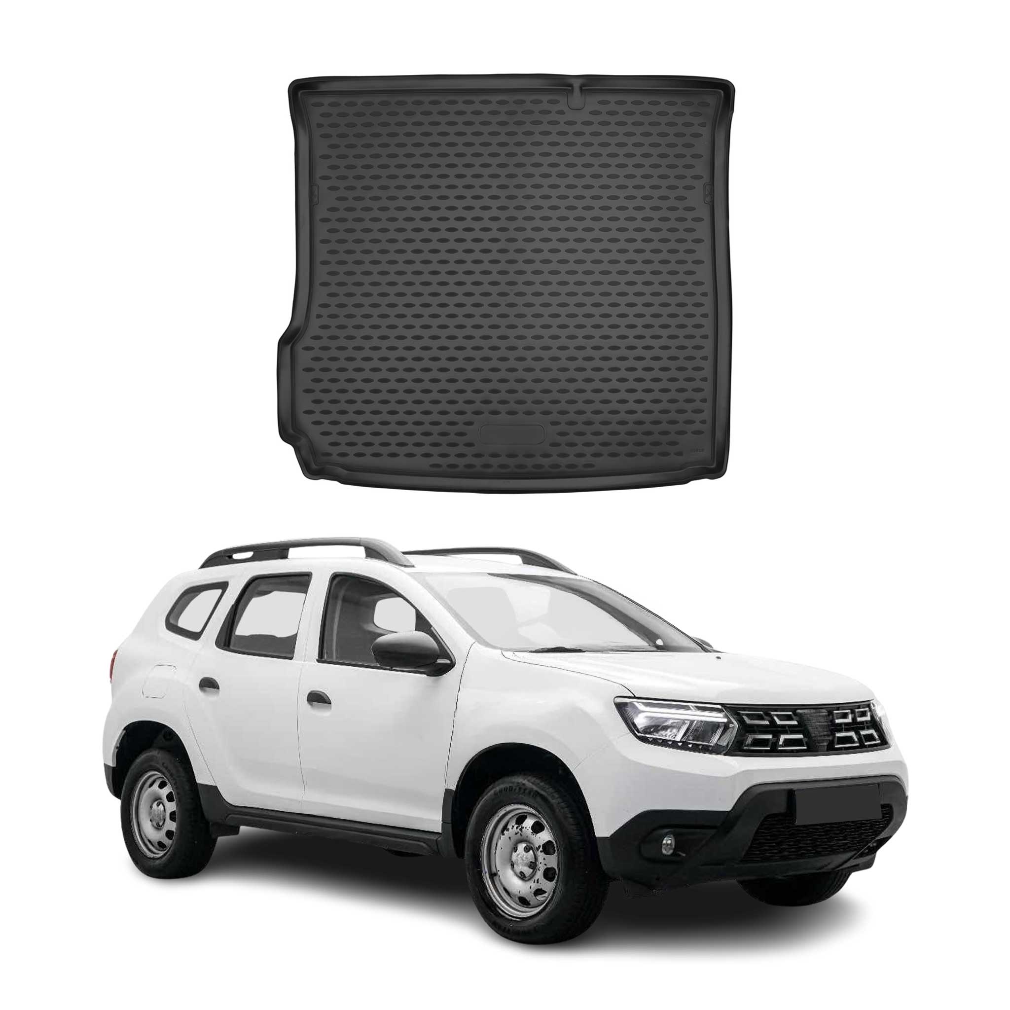 OMAC Bandeja Maletero Alfombrilla para Dacia Duster 2018-2024 Negro Goma TPE