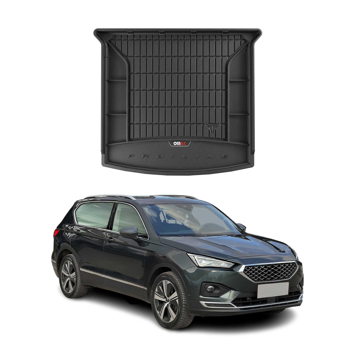 OMAC Premium Bandeja Maletero Alfombrilla para Seat Tarraco 2017-2025 Negro