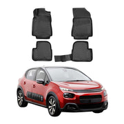 OMAC Alfombrillas De Coche para Citroen C3 2016-2024 Negro Goma TPE 4Pza
