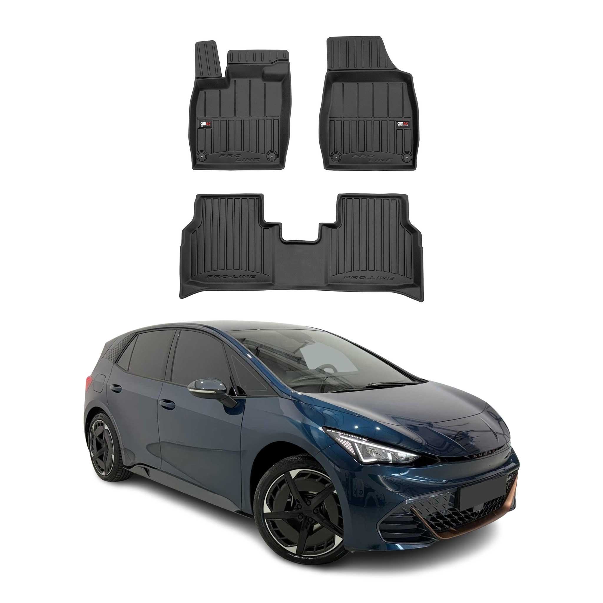 OMAC Premium Alfombrillas De Coche para Cupra Born 2021-2025 Negro TPE Goma 4Pza