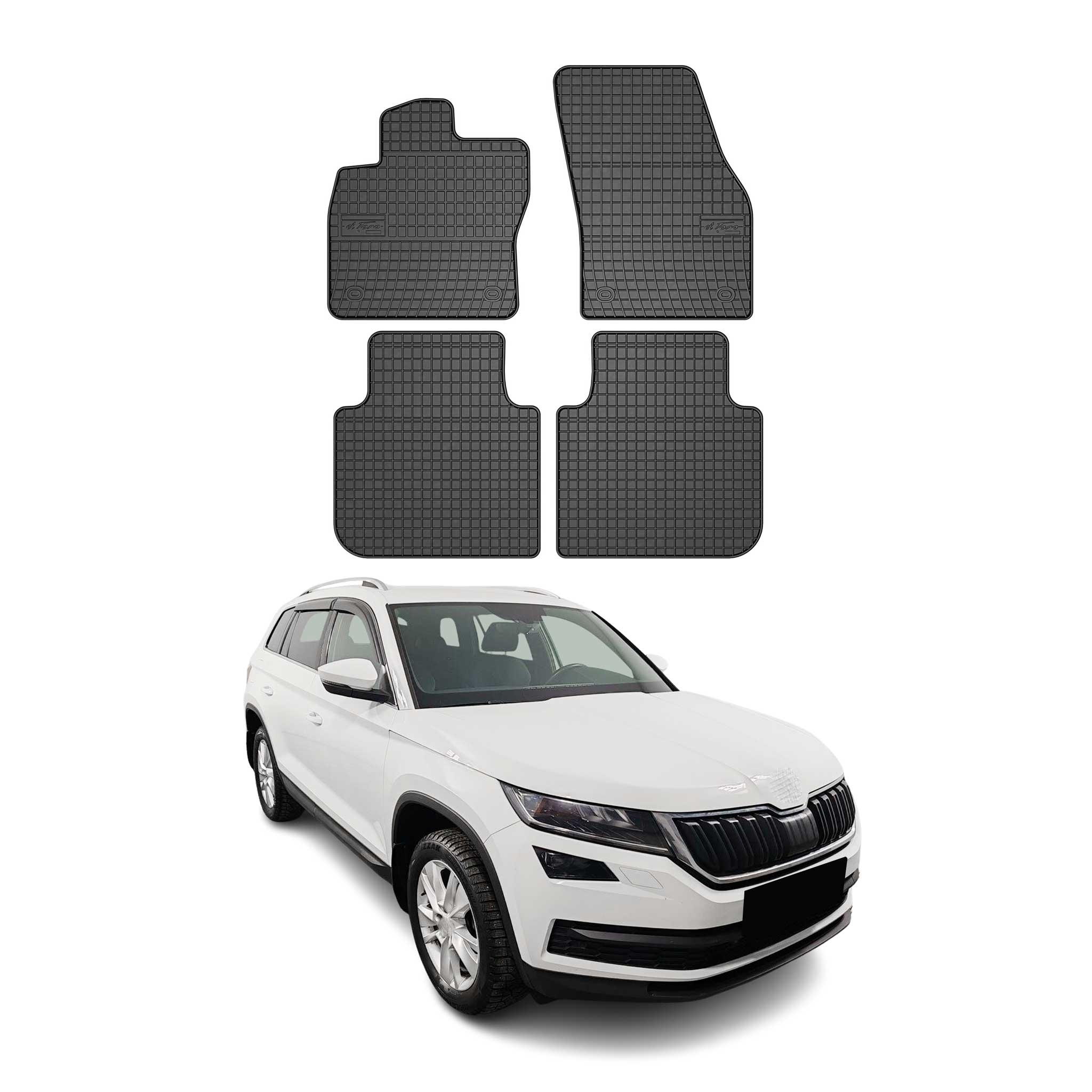 OMAC Alfombrillas De Coche para Skoda Kodiaq 2017-2025 Negro Goma TPE 4Pza
