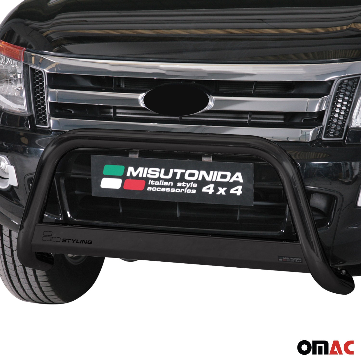 Bull Barra Frontal para Ford Ranger 2012-2015 Negro Brillante Acero 1Pza