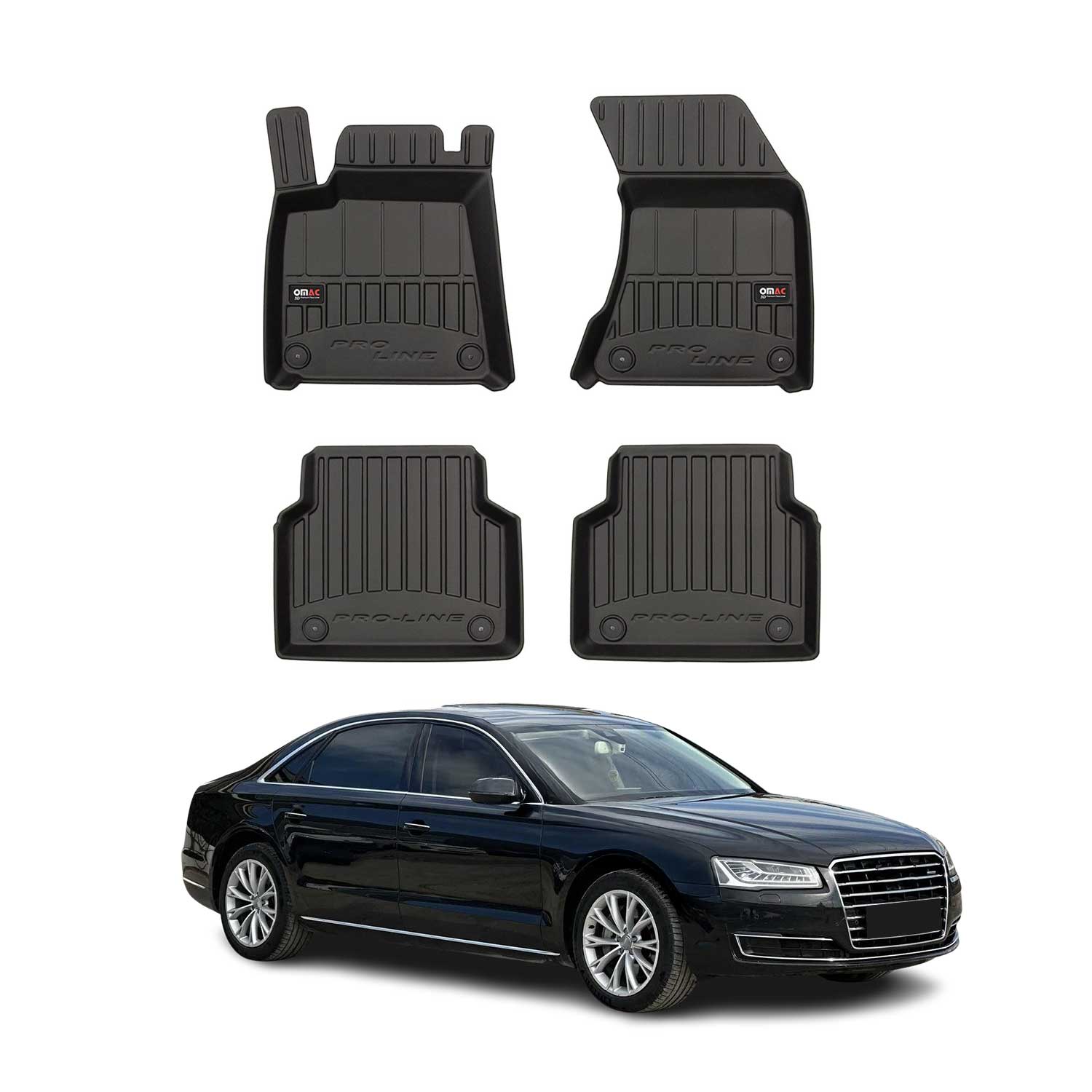 OMAC Premium Alfombrillas De Coche para Audi A8 Standart 2009-2018 TPE Goma 4x