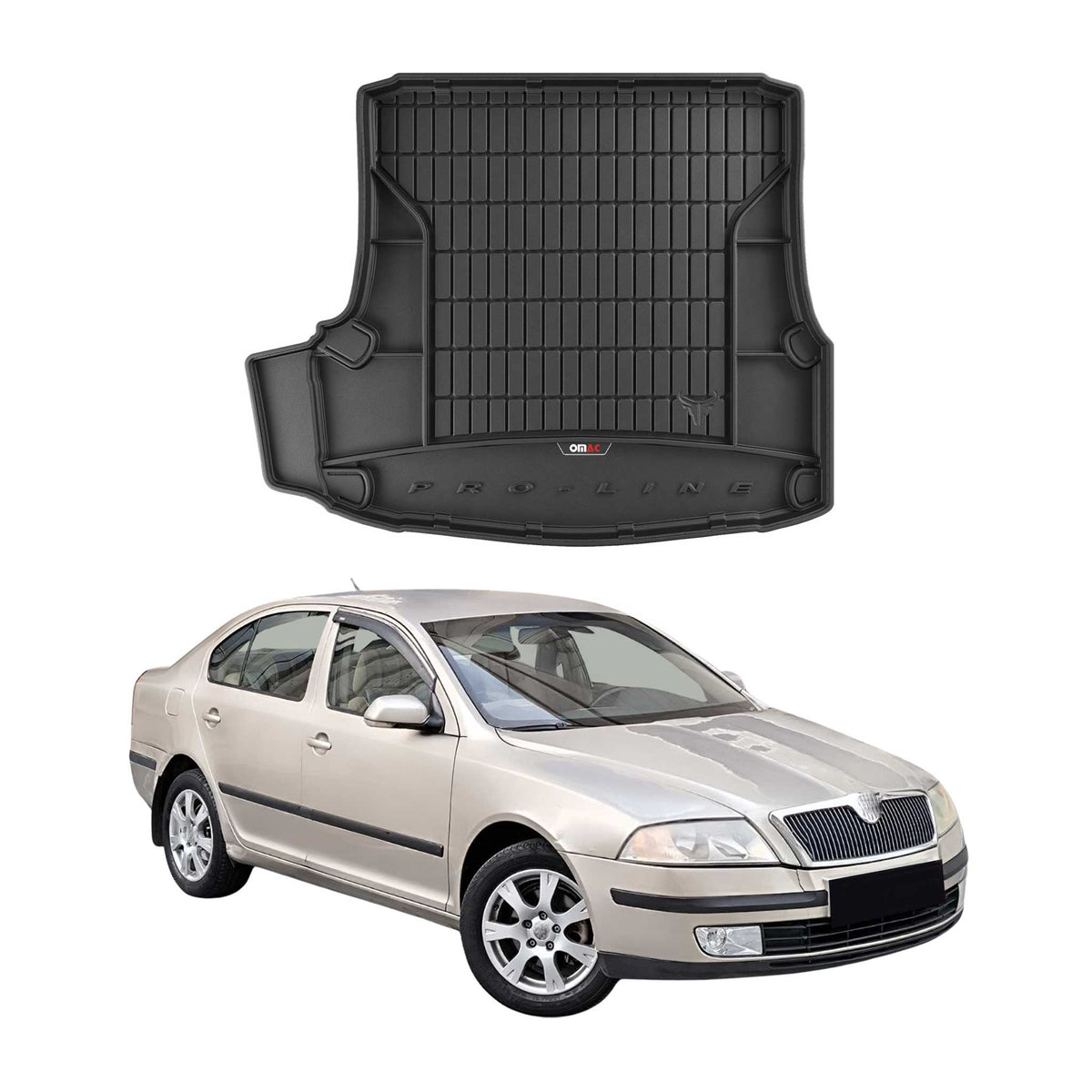 OMAC Premium Bandeja Maletero Alfombrilla para Skoda Octavia 2004-2013 Negro