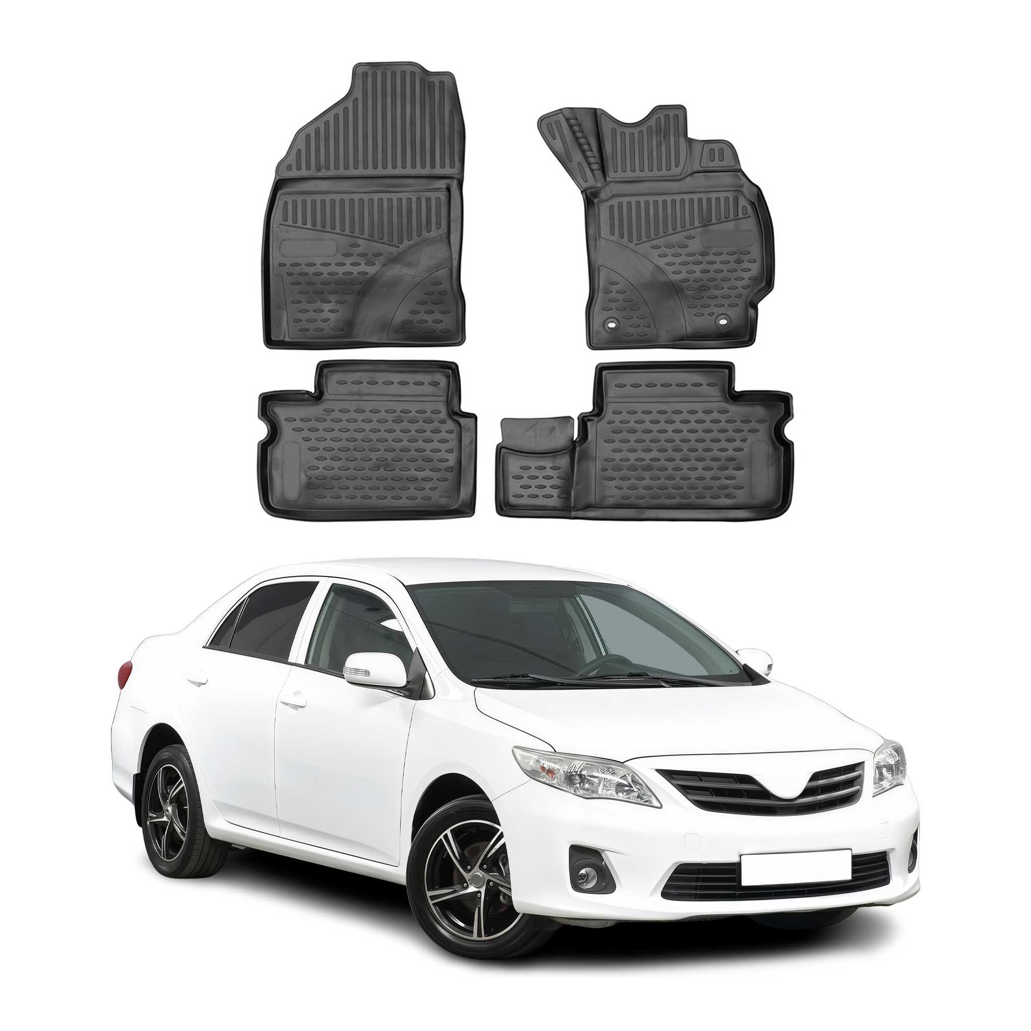 OMAC Alfombrillas De Coche para Toyota Corolla 2014-2025 RHD Negro Goma 4Pza