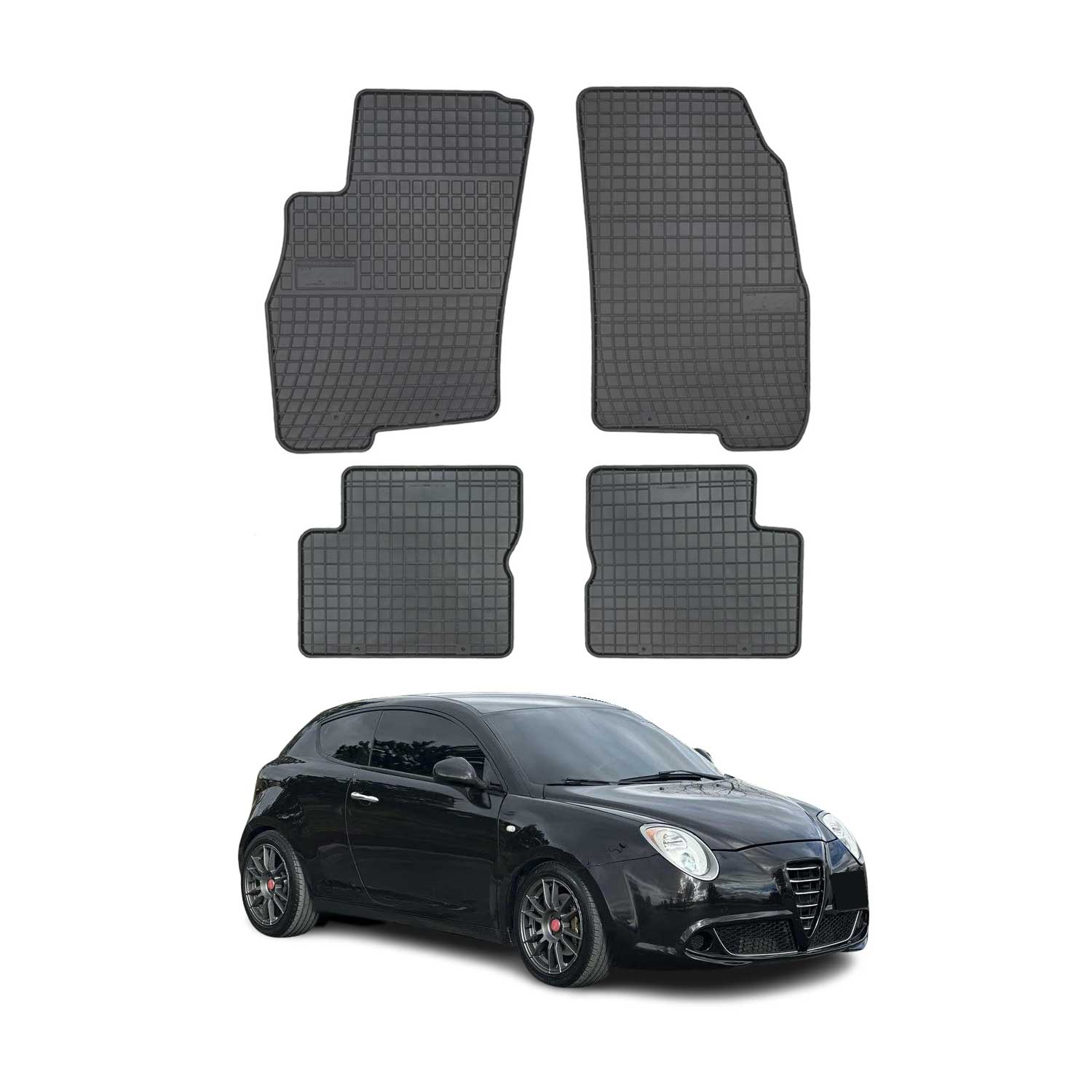 OMAC Alfombrillas De Coche para Alfa Romeo Mito 2008-2018 Negro Goma 4Pza