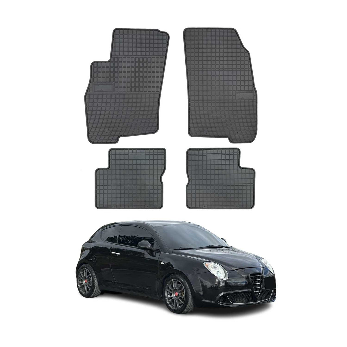 OMAC Alfombrillas De Coche para Alfa Romeo Mito 2008-2018 Negro Goma 4Pza