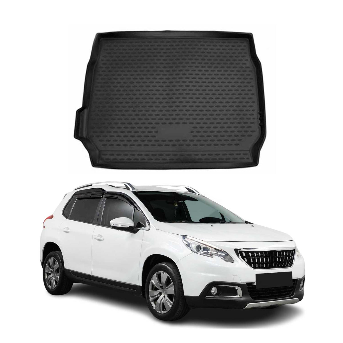 OMAC Bandeja Maletero Alfombrilla para Peugeot 2008 2013-2019 Negro Goma TPE