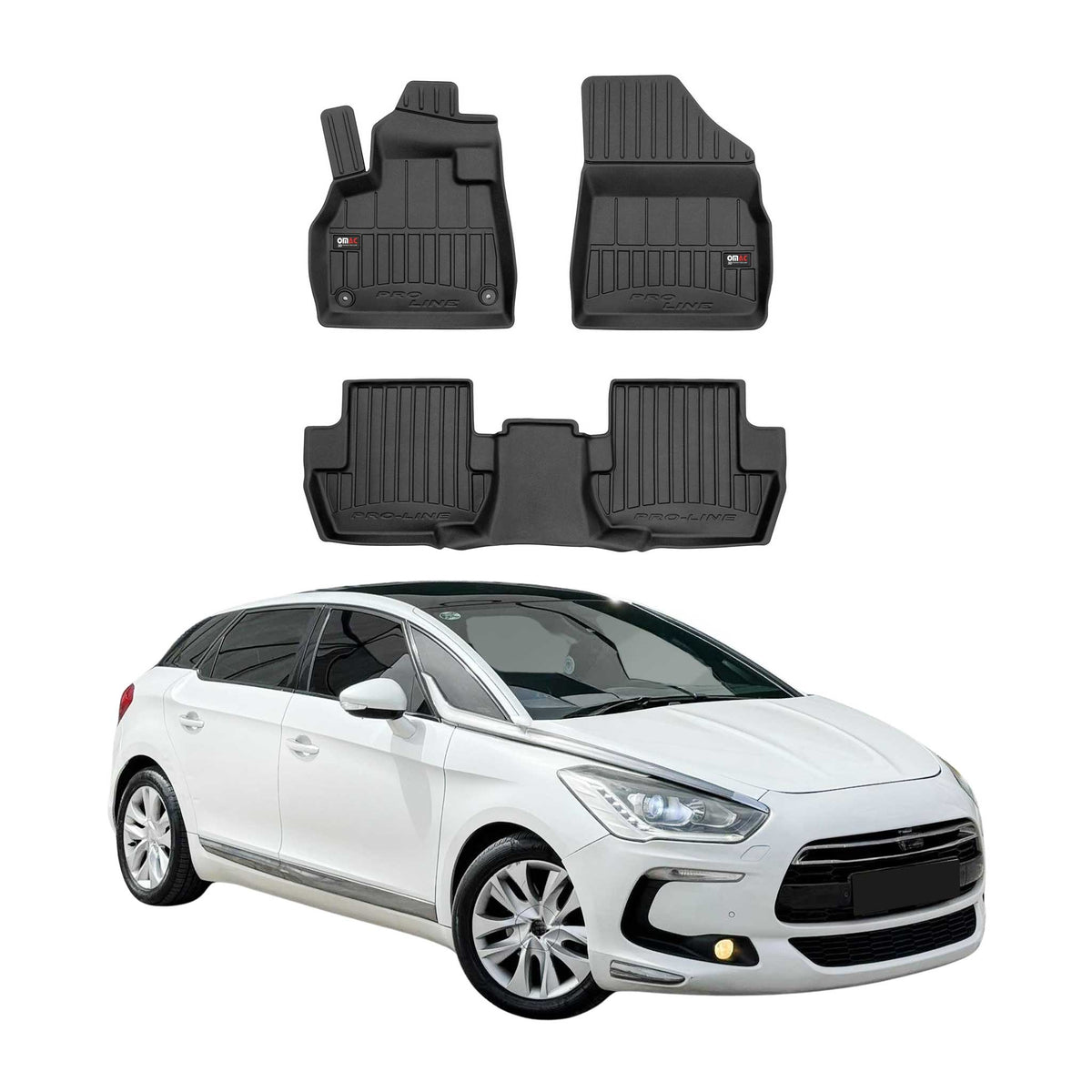 OMAC Premium Alfombrillas De Coche para Citroen DS5 2011-2015 Negro TPE Goma 3x