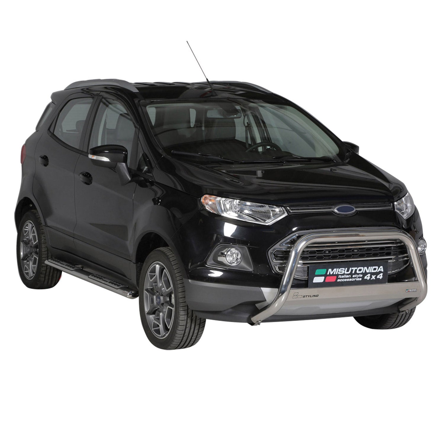 Par de Estribos Barras Laterales para Ford Ecosport 2013-2017 Plata Acero 2x