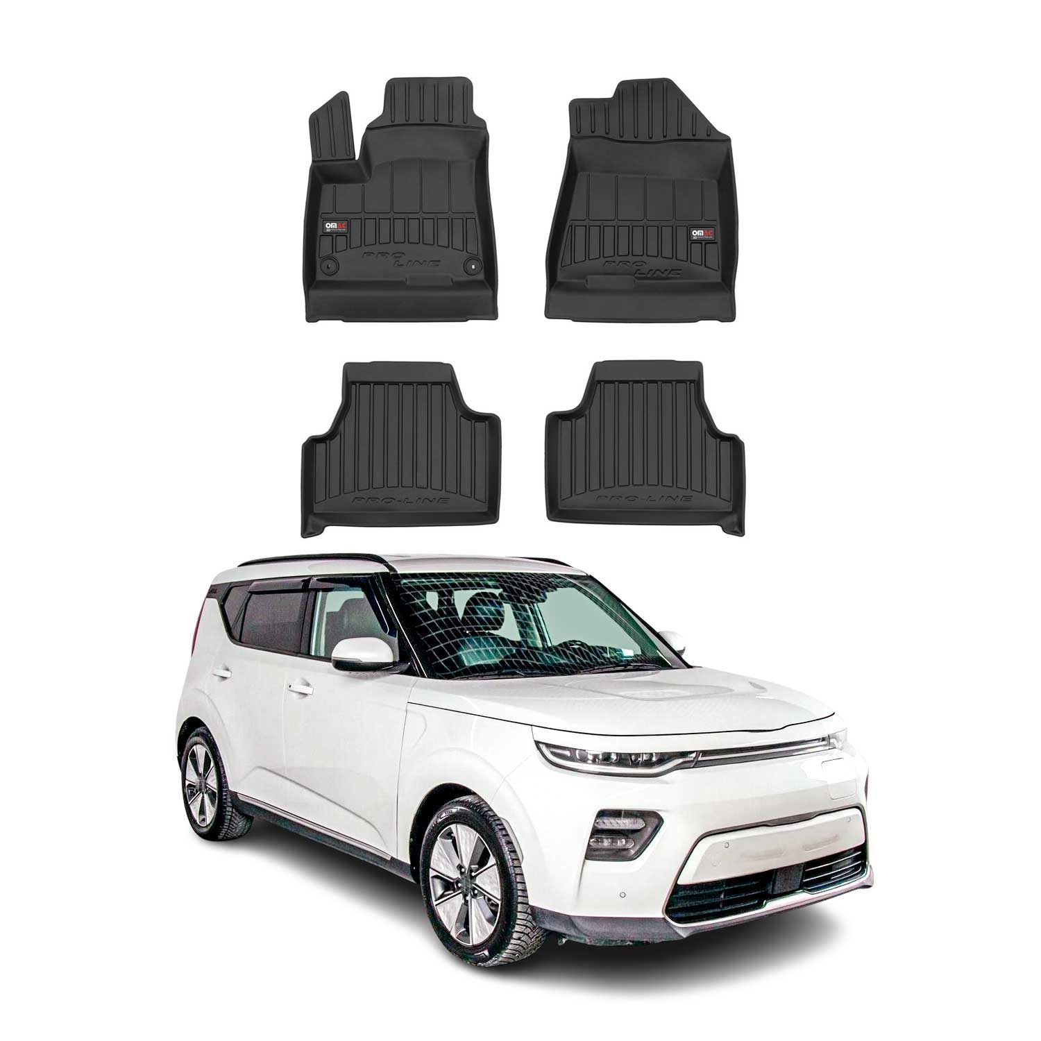 OMAC Premium Alfombrillas De Coche para Kia Soul EV 2020-2024 Negro TPE Goma 4x