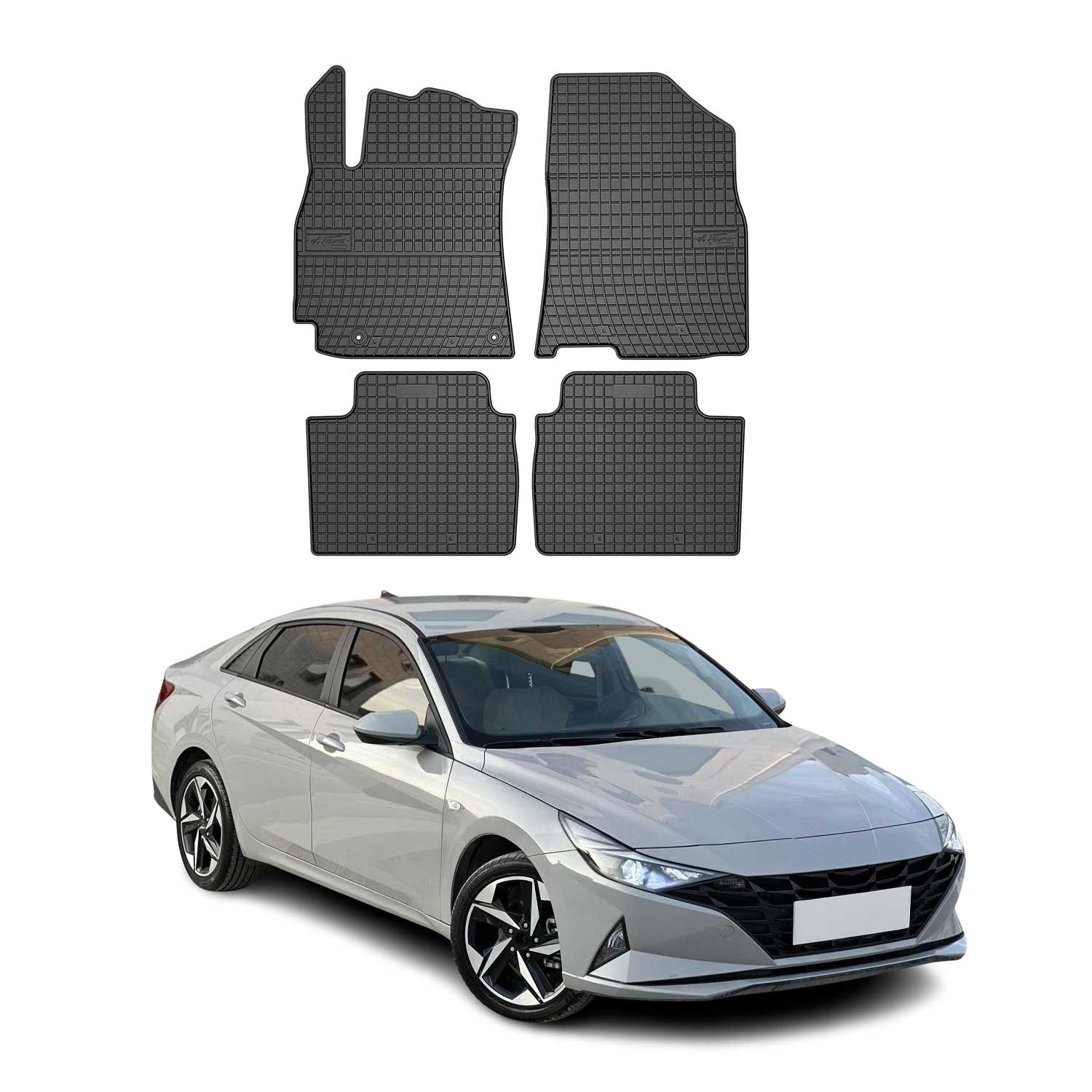 OMAC Alfombrillas De Coche para Hyundai Elantra 2020-2025 Negro Goma 4Pza