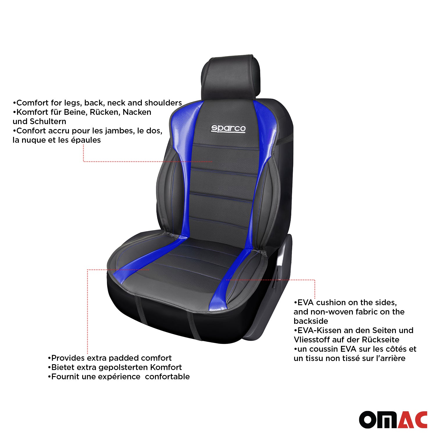 Sparco Funda de Asiento para Automóvil Universal Azul Negro