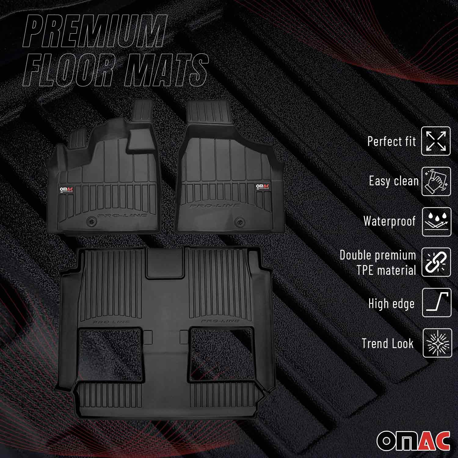 OMAC Premium Alfombrillas De Coche para Dodge Grand Caravan 2008-2020 Goma 3x