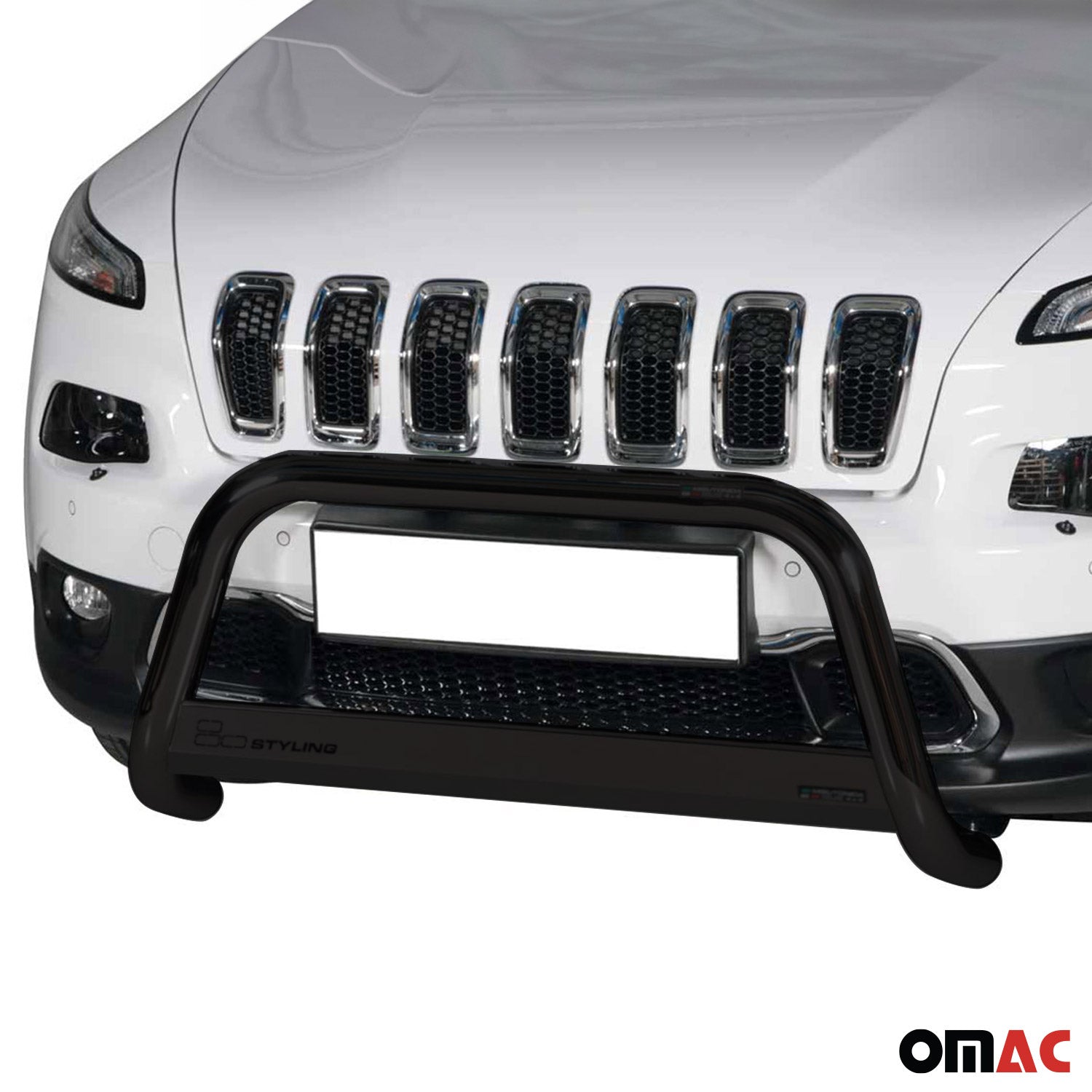 Bull Barra Frontal para Jeep Cherokee 2013-2018 Negro Brillante Acero