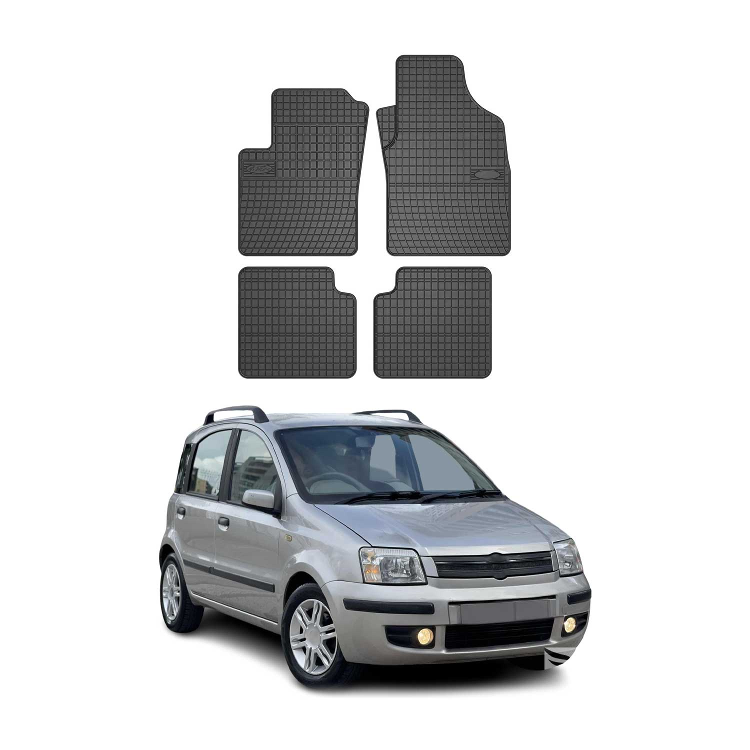 OMAC Alfombrillas De Coche para Fiat Panda 2003-2012 Negro Goma TPE 4Pza